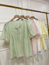 Round Neck Puff Sleeves Transparent Tops